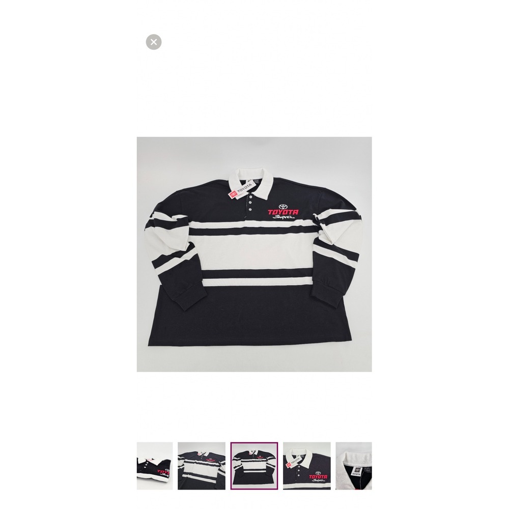 Mens Toyota Supra Long Sleeve Rugby Polo Shirt Black‎ White Size M
